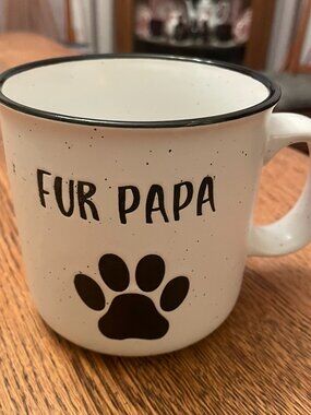 Prima Design "Fur Papa" Large White/Black Coffee Cup Mug